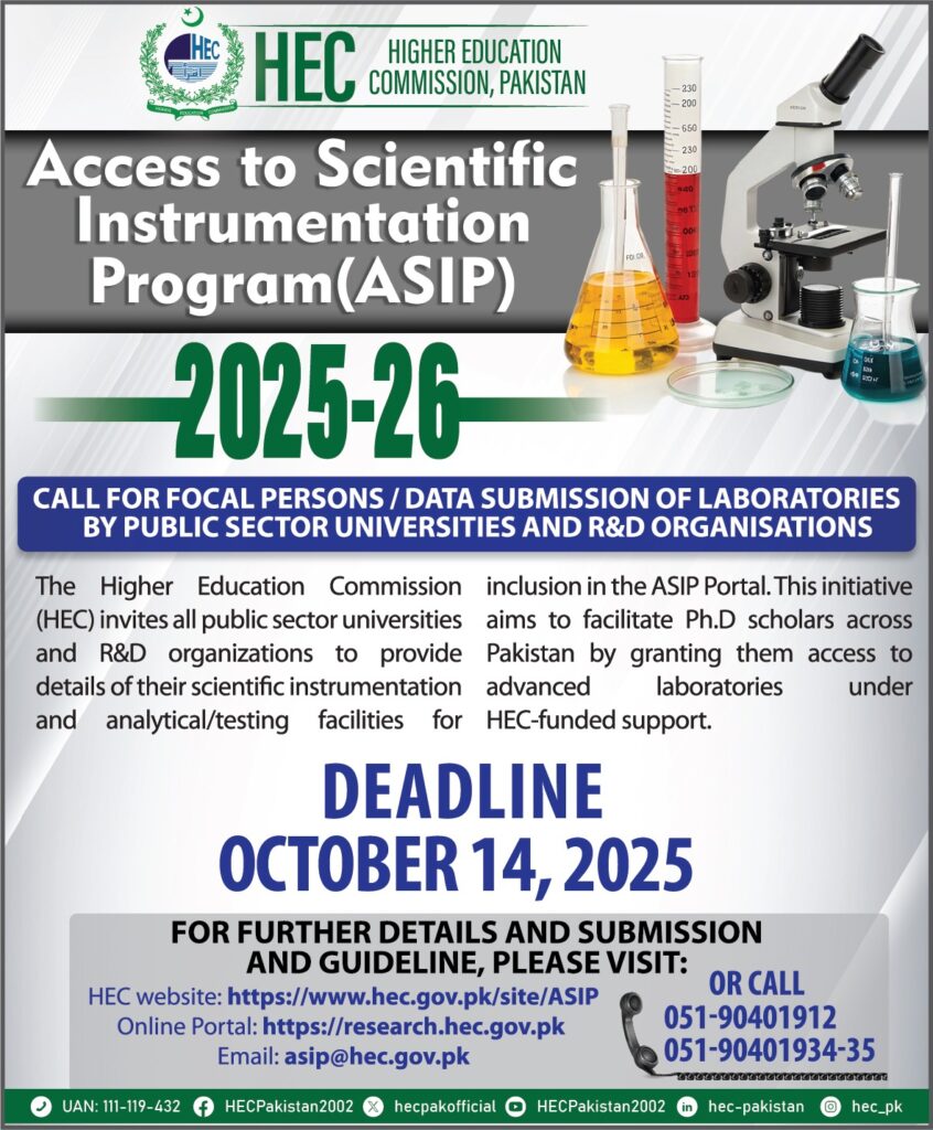 Access to Scientific Instrumentation Program (ASIP) 2025-26 Access to Scientific Instrumentation Program (ASIP) 2025-26