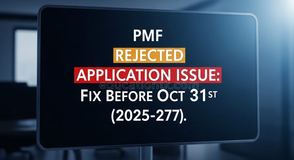 PMF Rejected Application Issue: Fix Before Oct 31st (2025-27) PMF Rejected Application Issue: Fix Before Oct 31st (2025-27)